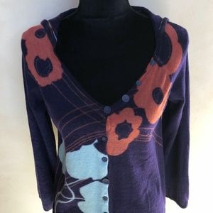 Anthropologie-Moth Cardigan/Hoodie Flower Print
